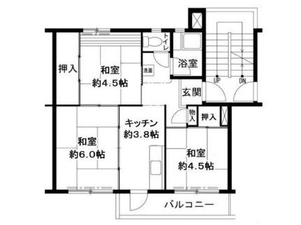 ビレッジハウス鳴滝1号棟 0305｜和歌山県和歌山市園部(賃貸マンション3K・3階・42.97㎡)の写真 その2