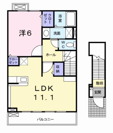 プリムローズ　I 202｜和歌山県和歌山市三葛(賃貸アパート1LDK・2階・46.09㎡)の写真 その2