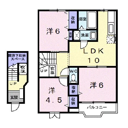 ブリッサ日高I 202｜和歌山県日高郡日高町大字高家(賃貸アパート3LDK・2階・65.57㎡)の写真 その2