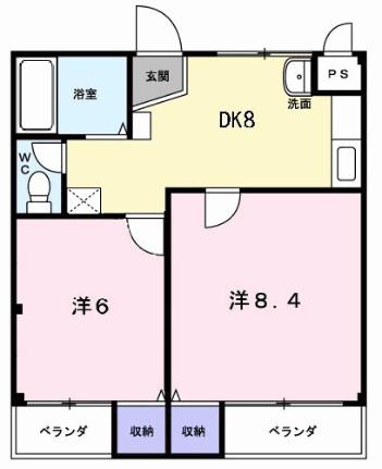 コーポＴＡＫＥＤＡ 202｜鳥取県鳥取市吉成２丁目(賃貸マンション2DK・2階・48.75㎡)の写真 その2