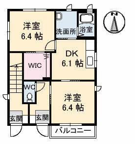 シャーメゾンＵ　Ｃ棟 0101｜鳥取県鳥取市大杙(賃貸アパート2DK・1階・46.68㎡)の写真 その2