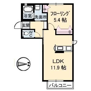クラフトハイツ 0201｜鳥取県鳥取市宮長(賃貸アパート1LDK・2階・42.17㎡)の写真 その2