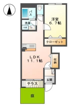 エグゼ　徳尾 101｜鳥取県鳥取市徳尾(賃貸アパート1LDK・1階・46.28㎡)の写真 その2