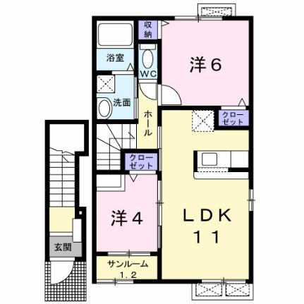 ベル 202｜鳥取県鳥取市西品治(賃貸アパート2LDK・2階・52.80㎡)の写真 その2
