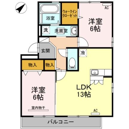 鳥取県鳥取市浜坂３丁目(賃貸アパート2LDK・2階・60.88㎡)の写真 その2