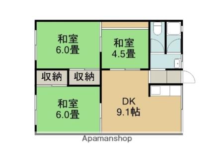 グリンハイツ 7｜鳥取県鳥取市新品治町(賃貸アパート3DK・1階・48.50㎡)の写真 その2