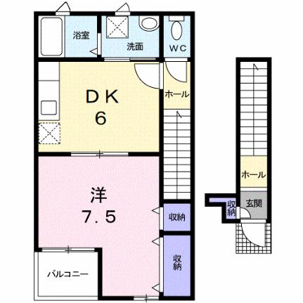 ピュアーズ06　Ａ 202 ｜ 島根県出雲市斐川町併川（賃貸アパート1DK・2階・33.43㎡） その2