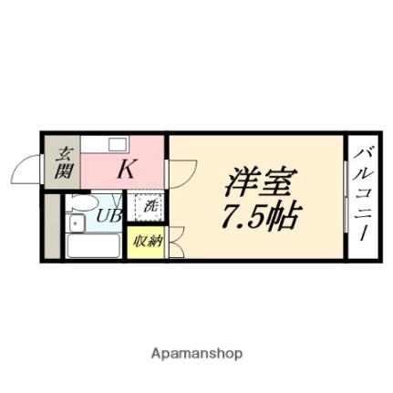 辰巳ハイツ 203｜岡山県岡山市北区辰巳(賃貸マンション1K・2階・19.84㎡)の写真 その2