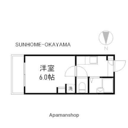 プレアール南方I 205｜岡山県岡山市北区南方４丁目(賃貸マンション1K・2階・16.47㎡)の写真 その2