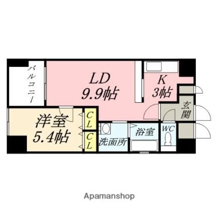 クレストシティ中井町 402｜岡山県岡山市北区中井町２丁目(賃貸マンション1LDK・4階・43.06㎡)の写真 その2