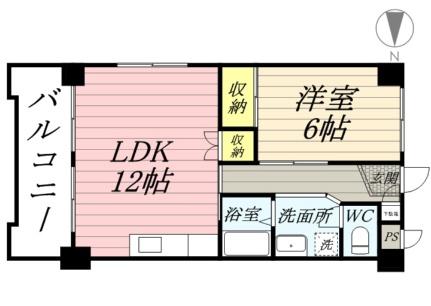 長瀬マンション　I棟 301｜岡山県岡山市北区中仙道２丁目(賃貸マンション1LDK・3階・47.45㎡)の写真 その2