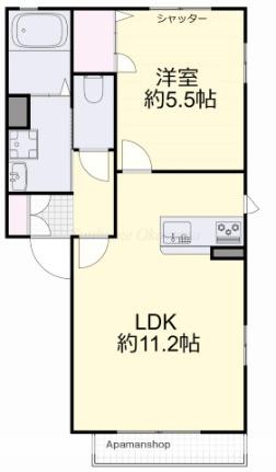 カンタービレＡ 202｜岡山県岡山市南区福田(賃貸アパート1LDK・2階・38.71㎡)の写真 その2