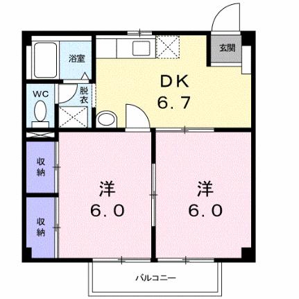 ニューシティエクセル 203｜岡山県玉野市田井５丁目(賃貸アパート2DK・2階・40.58㎡)の写真 その2