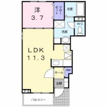 ＡＩＲＡIII 101 ｜ 岡山県赤磐市桜が丘東２丁目（賃貸アパート1LDK・1階・37.13㎡） その2