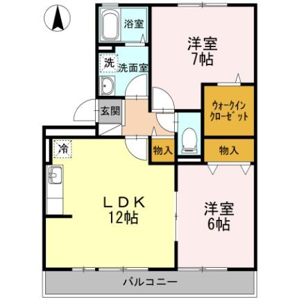 ソレアードＡＫＡＩII 303｜岡山県岡山市北区花尻ききょう町(賃貸アパート2LDK・3階・58.81㎡)の写真 その2