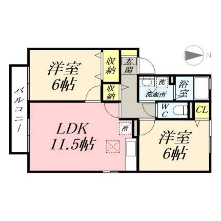 フローレスかおり　Ｄ棟 D101｜岡山県岡山市北区白石西新町(賃貸アパート2LDK・1階・53.76㎡)の写真 その2