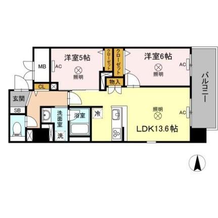 ＴＷＩＮ　ＴＯＷＥＲＳ　ＡＺＵＫＩ 1103｜岡山県岡山市北区表町３丁目(賃貸マンション2LDK・11階・60.06㎡)の写真 その2