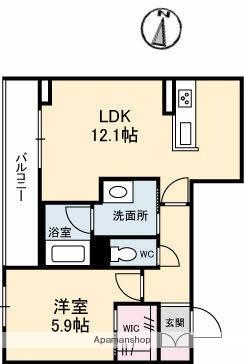 ベレオ北方 202 ｜ 岡山県岡山市北区北方２丁目（賃貸マンション1LDK・2階・46.28㎡） その2