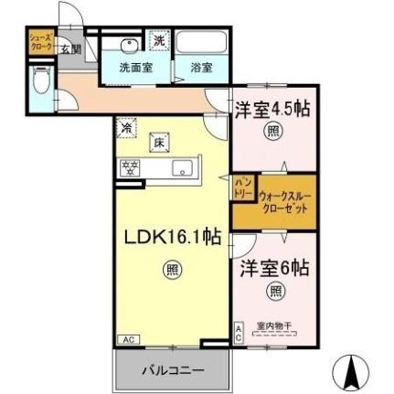 アルモ　ギオーネ 106｜岡山県岡山市北区平田(賃貸アパート2LDK・1階・66.76㎡)の写真 その2