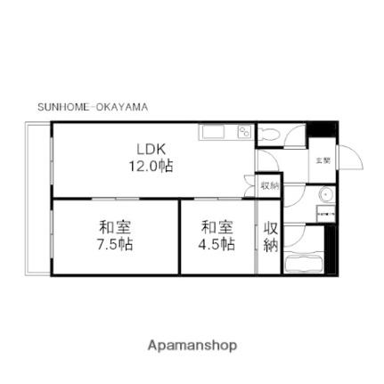 福寿豊成 502｜岡山県岡山市南区豊成３丁目(賃貸マンション2LDK・5階・56.00㎡)の写真 その2