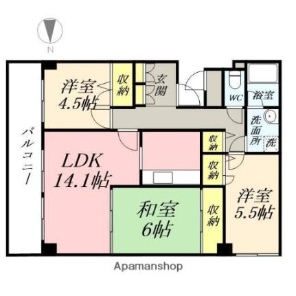 カサ・グランデ 203｜岡山県岡山市北区下石井２丁目(賃貸マンション3LDK・2階・76.08㎡)の写真 その2