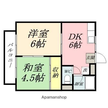 原尾島コーポ 202｜岡山県岡山市中区原尾島４丁目(賃貸アパート2DK・2階・34.65㎡)の写真 その2