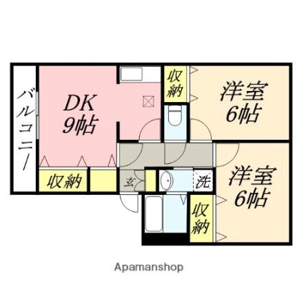 ウェルシー・アイ 101｜岡山県岡山市北区白石(賃貸アパート2DK・1階・54.24㎡)の写真 その2