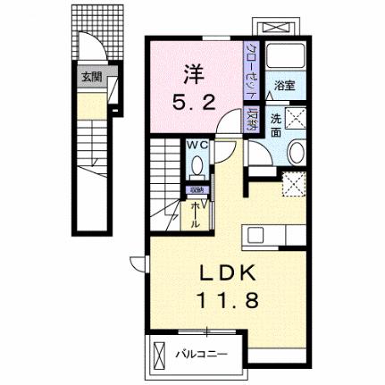 アレ　パティオ 205｜岡山県岡山市東区瀬戸町下(賃貸アパート1LDK・2階・41.36㎡)の写真 その2