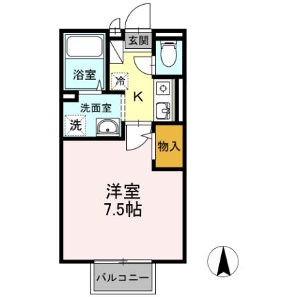 サンシャインパレス　Ｃ棟 C201｜岡山県岡山市北区花尻ききょう町(賃貸アパート1K・2階・23.18㎡)の写真 その2