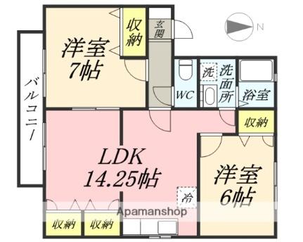 アルカディア 201｜岡山県岡山市北区大安寺南町１丁目(賃貸アパート2LDK・2階・60.50㎡)の写真 その2