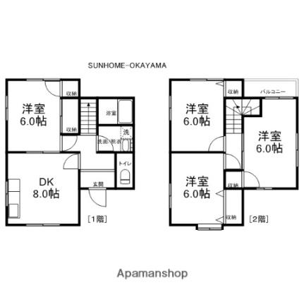 白楽町一戸建借家 1｜岡山県倉敷市白楽町(賃貸一戸建4DK・1階・77.84㎡)の写真 その2