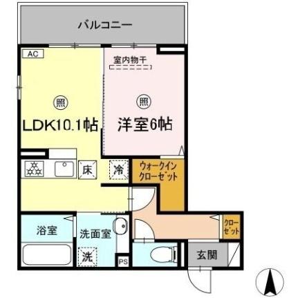 アルモ　ギオーネ 101｜岡山県岡山市北区平田(賃貸アパート1LDK・1階・43.66㎡)の写真 その2