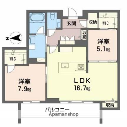 カーサ・カリダ 203｜岡山県岡山市北区田中(賃貸マンション2LDK・2階・73.52㎡)の写真 その2