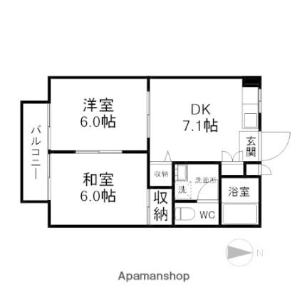 岡山県岡山市北区下中野(賃貸アパート2DK・2階・39.57㎡)の写真 その2