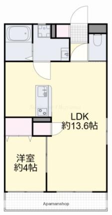 岡山県岡山市北区東古松２丁目(賃貸マンション1LDK・4階・40.08㎡)の写真 その2