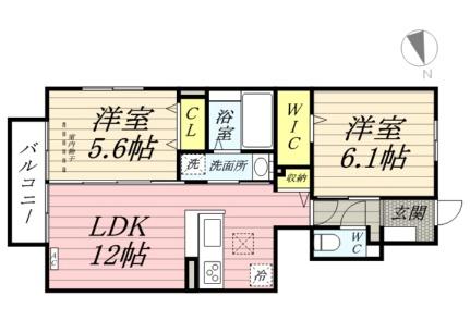 岡山県岡山市中区中島(賃貸アパート2LDK・1階・54.64㎡)の写真 その2