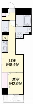 岡山県岡山市北区表町３丁目(賃貸マンション1LDK・9階・29.45㎡)の写真 その2