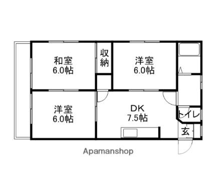 岡山県岡山市北区昭和町(賃貸マンション3DK・4階・51.84㎡)の写真 その2