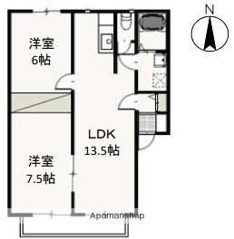 ピュアローズ　Ａ 202｜岡山県岡山市北区大安寺東町(賃貸アパート2LDK・2階・57.13㎡)の写真 その2