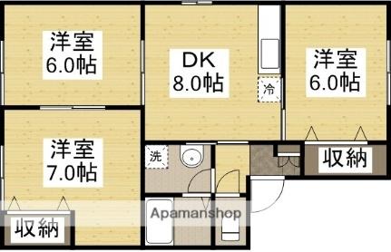 グランヴィラージュＢ棟 B-102｜岡山県岡山市北区中仙道１丁目(賃貸アパート3DK・1階・58.38㎡)の写真 その2