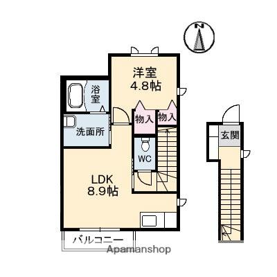 テット・ロッソ 201｜岡山県岡山市北区今６丁目(賃貸アパート1LDK・2階・41.78㎡)の写真 その2