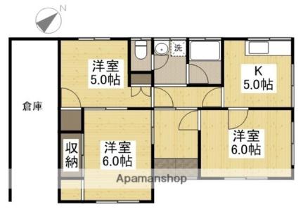 白石貸家Ｐ 1｜岡山県岡山市南区藤田(賃貸一戸建3K・1階・51.33㎡)の写真 その2