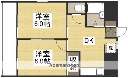 パートナー奥田 502｜岡山県岡山市北区奥田本町(賃貸マンション2DK・5階・40.00㎡)の写真 その2