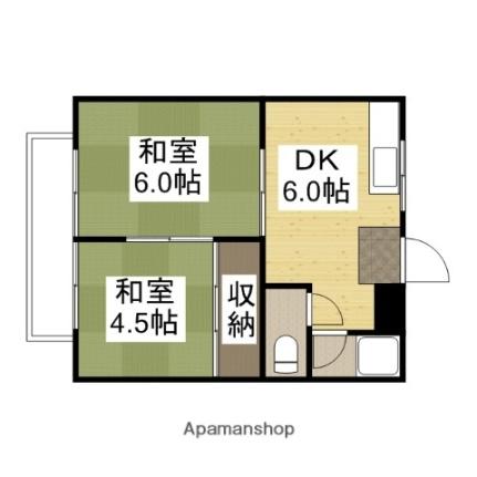 コーポ赤田Ｂ 3｜岡山県岡山市中区赤田(賃貸アパート2DK・1階・34.65㎡)の写真 その2