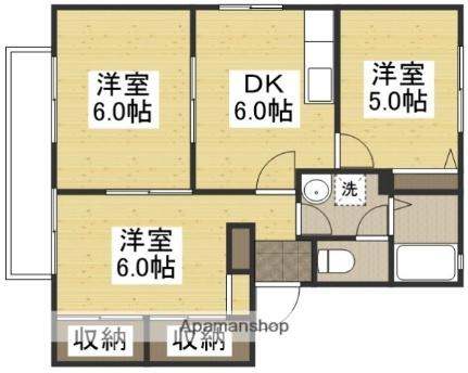 ストロベリーハイツＡ 201｜岡山県岡山市中区下(賃貸アパート3DK・2階・50.78㎡)の写真 その2