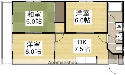 スカイハイツ富第II 307｜岡山県岡山市北区昭和町(賃貸マンション3DK・3階・51.84㎡)の写真 その2