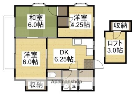 コスモハイツ 203｜岡山県岡山市北区田中(賃貸アパート3SDK・2階・53.05㎡)の写真 その2