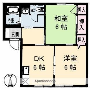 岡山県岡山市東区瀬戸町光明谷(賃貸アパート2DK・1階・43.75㎡)の写真 その2