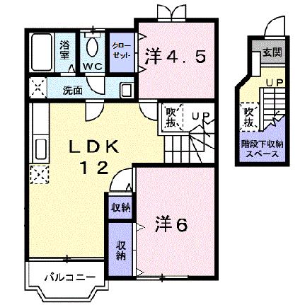 プリムローズ　Ａ棟 203｜岡山県岡山市東区南古都(賃貸アパート2LDK・2階・58.53㎡)の写真 その2