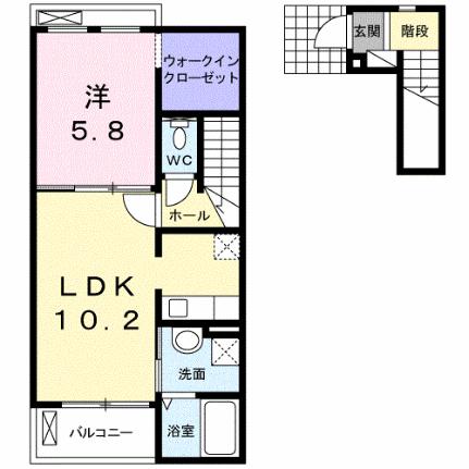 エスマルテ　Ａ棟 202｜岡山県岡山市南区豊浜町(賃貸アパート1LDK・2階・43.80㎡)の写真 その2